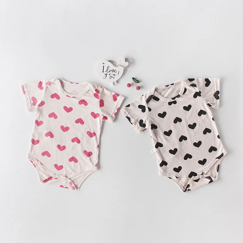 

2019 High Quality Girls Cute Love Clothes Baby Girls Boys Romper Toddler Brand Infant Lovely Cotton Romper + Hat 2pcs/lot
