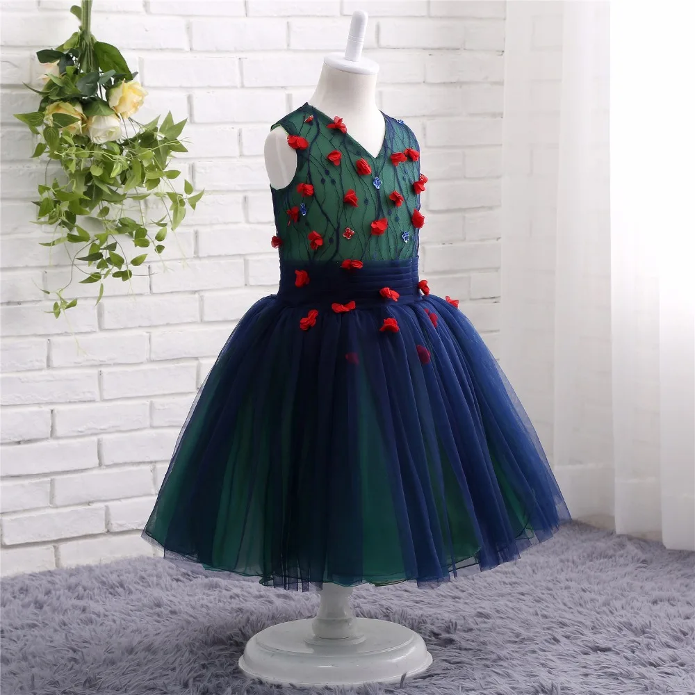 navy floral girls dress