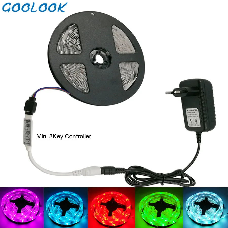 Goolook RGB Светодиодные ленты светильник 5050 SMD 5 м 10 м светодиодный светильник лента Водонепроницаемый RGB лазерный диод светодиодный лента музыкальный ИК контроллеп+ Питание