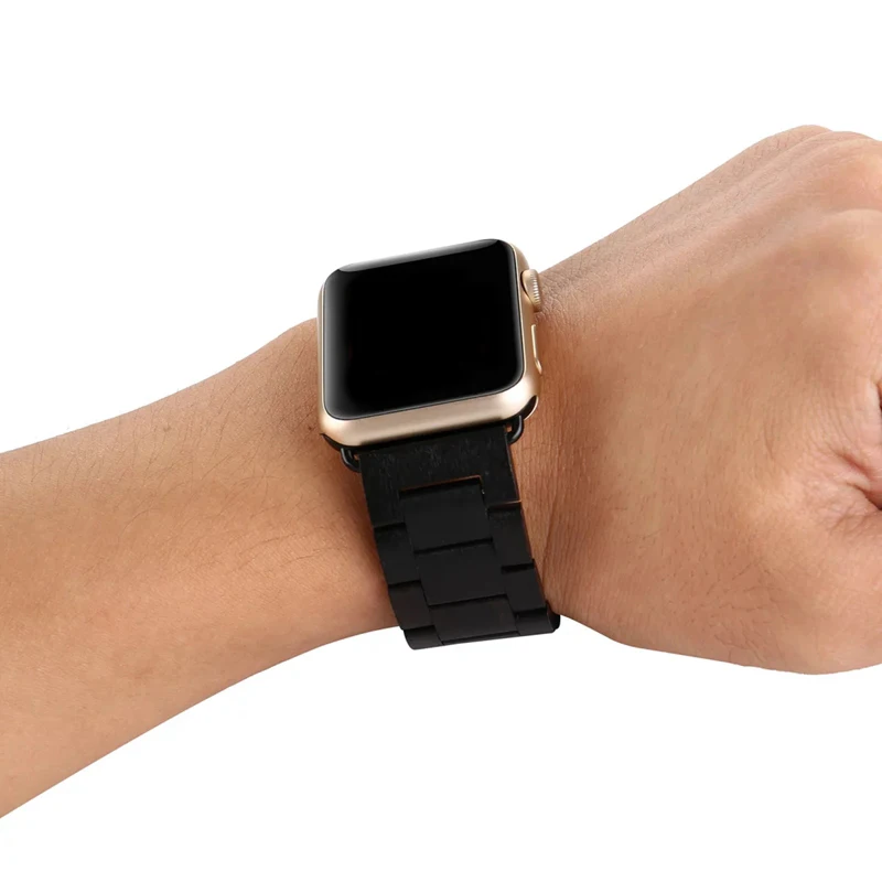 URVOI ремешок для apple watch series 1 2 3 ремешок деревянный ремешок для iwatch современный дизайн черное дерево браслет из стилизованных грецких орехов с застежкой-бабочкой