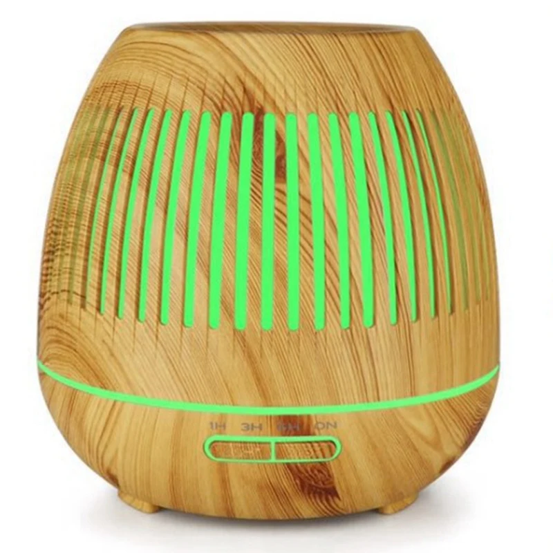 

400Ml Aromatherapy Essential Oil Diffuser Wood Grain Hallow 7 Color Light Aroma Lamp Humidifier Home (Us Plug)