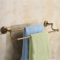 Европейском стиле медный антик вешалка для полотенец двухполюсный ванной настенный вешалка для полотенец ретро двойной полотенцев LO817550