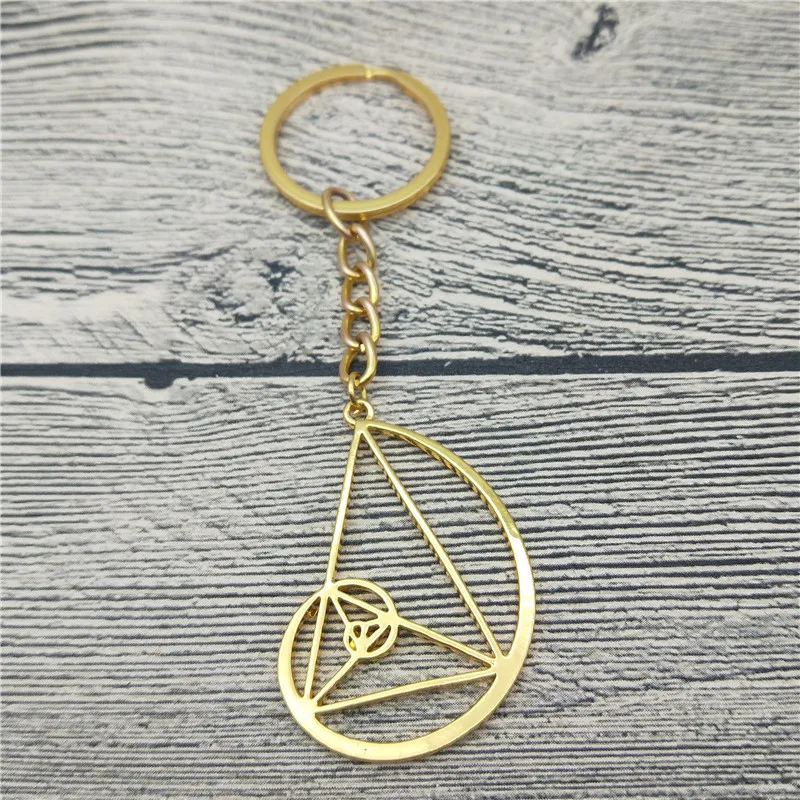 New Spiral With Triangle Key Chains Fashion Science Biology Jewellery Fibonacci Ratio Psychology 