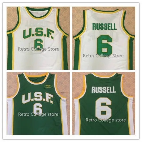 

University of San Francisco #6 Bill Russell throwback mens basketball jersey Embroidery Stitched Customize any name and number