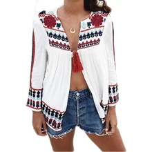 Hot fashion Casual Women ladies loose Blouses long Sleeve bandage print cardigan shirts blouses Tops