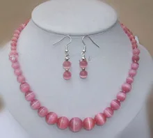 Женский стиль 6-14 мм мексиканский розовый Кошачий кулон-глаз+ Серьги кварцевые тонкие свадебные широкие часы Крылья Женщины королева