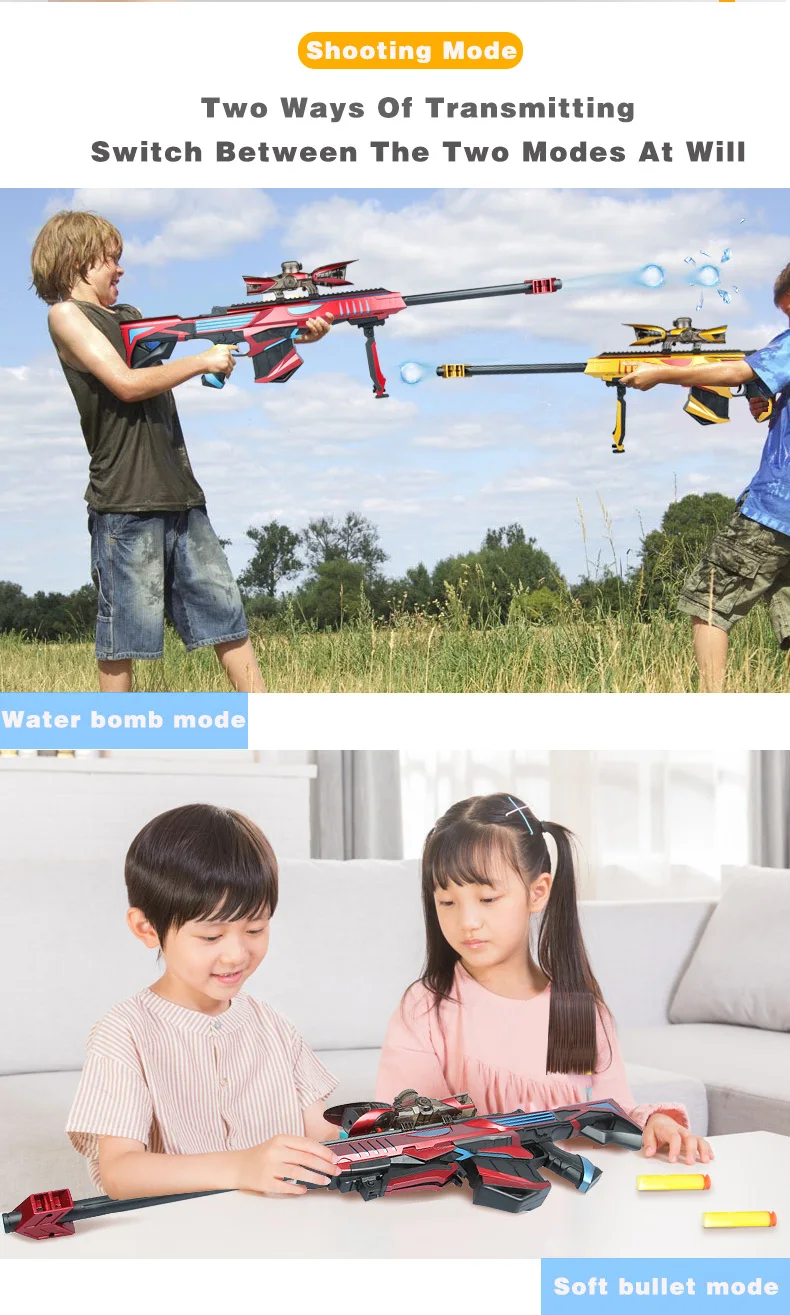 Barrett детский игрушечный водный пистолет с украшением в виде кристаллов, водяной пистолет для взрослых мальчиков может Старт пуля снайперская винтовка Пластик мягкая пуля на открытом воздухе игрушка в подарок