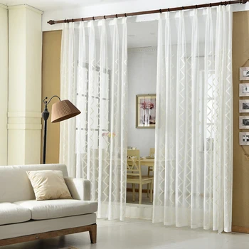 

Bedroom Drapes Modern Wave Embroidered White Tulle Curtains for Living Room Sheer Curtains for Kitchen Windows Curtains