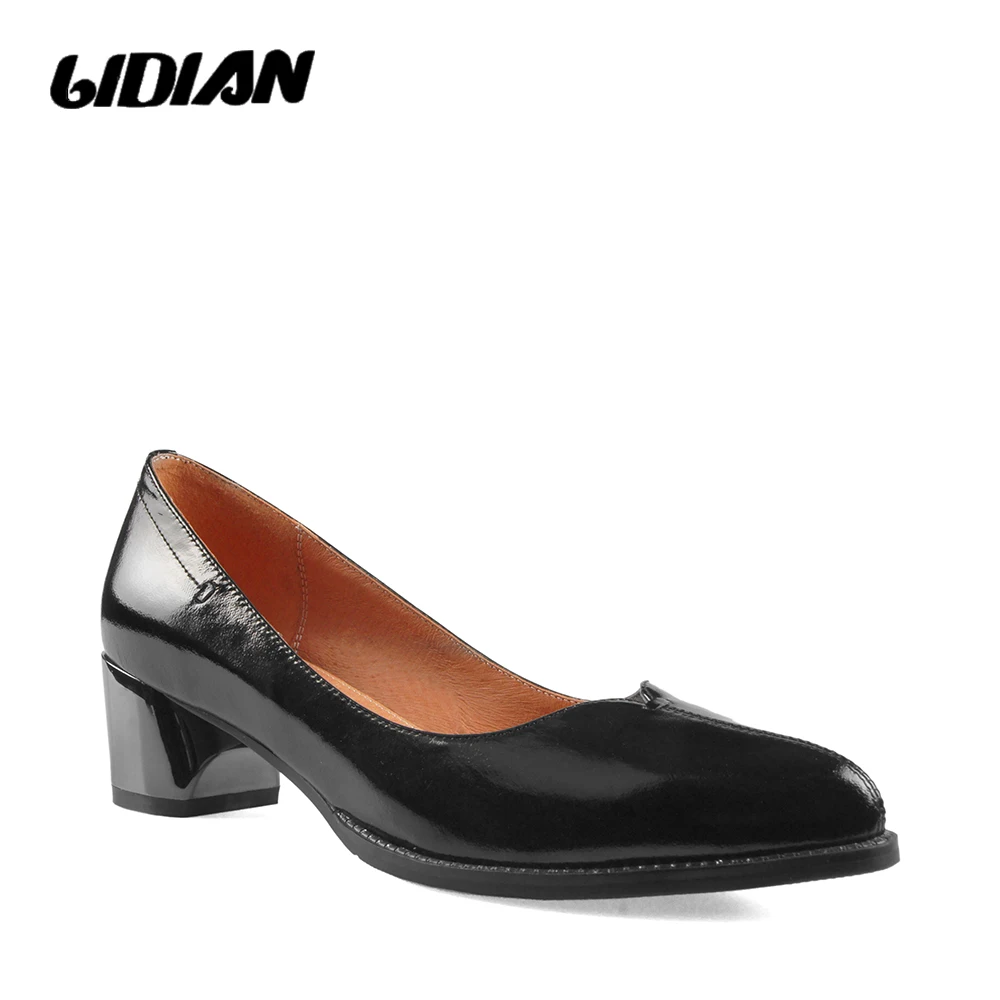pink Mujer Patente Suave Cow Slip Patent Punta Bombas Zapatos Cuero La Elegante Genuino Patent Black Lidian Patent Bajo en Lujo wine black Tacón Dama Leather Sólido B48 Clásica De qpwxIUA