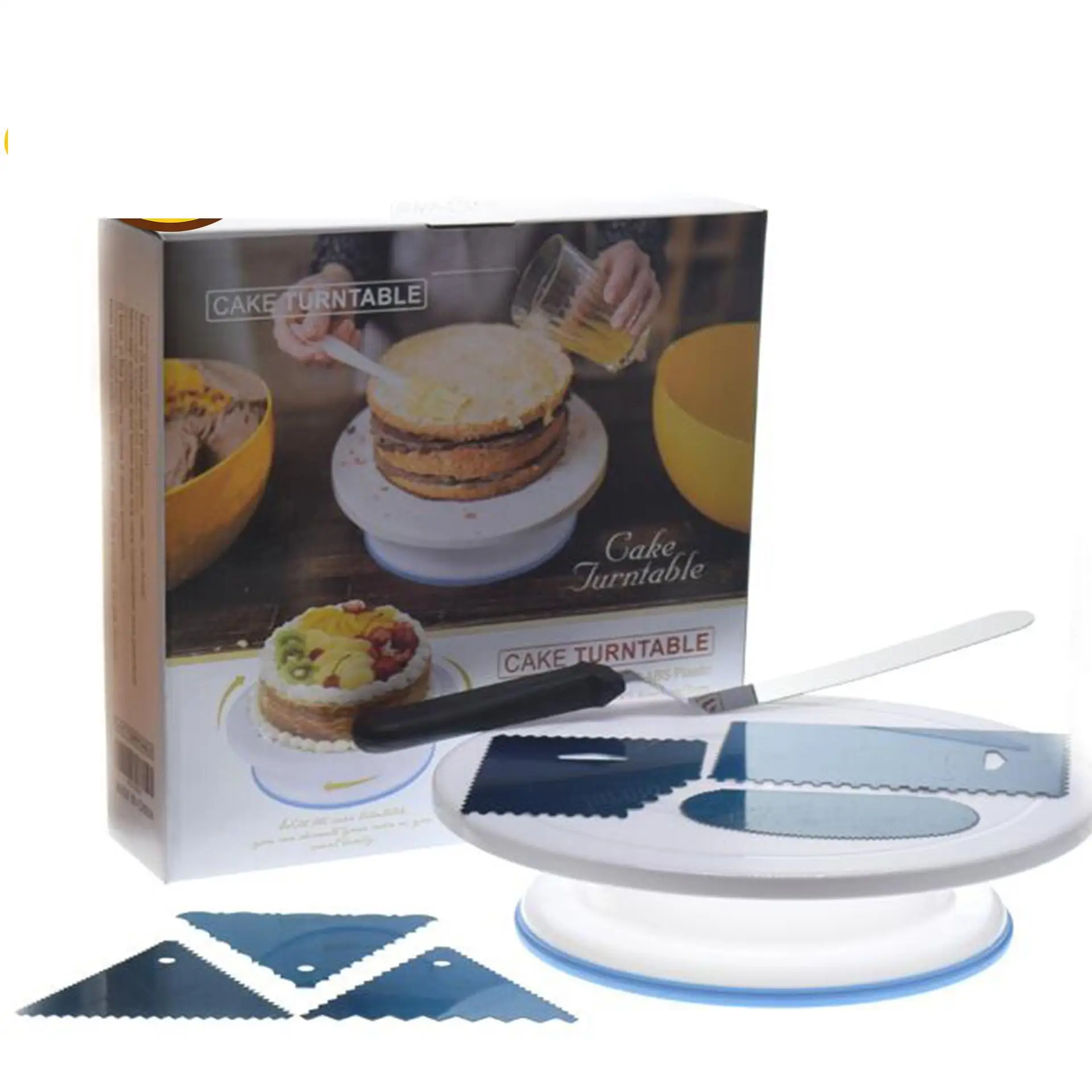 

Baking Toos Cake Mounting Turntable Spatula Scraper Sets DIY With Anti slip Ring