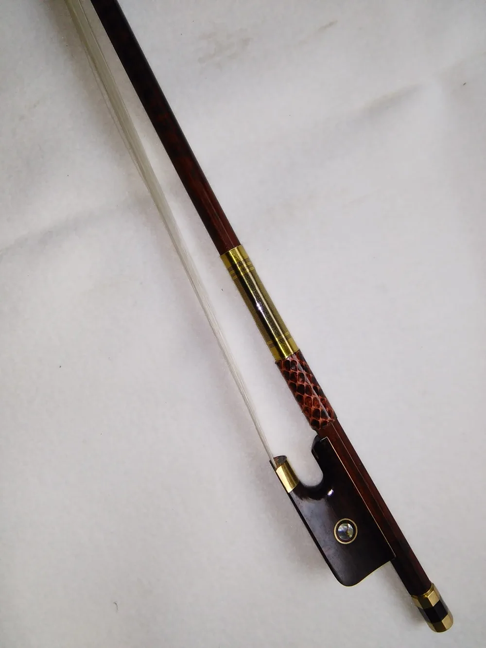 

1 PC Quality Snake wood Cello Bow white horse hair ebony frog 4/4