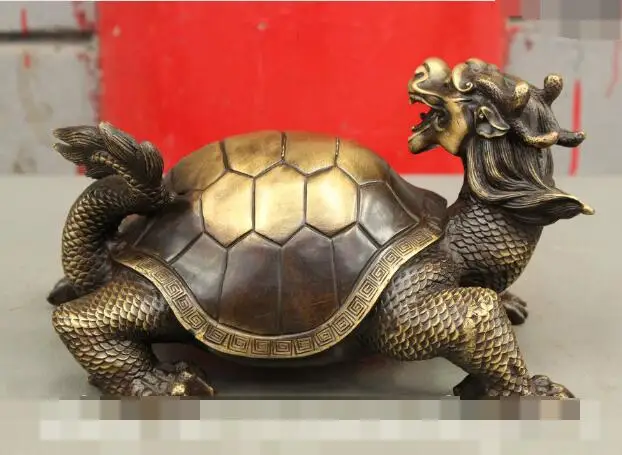 

S1458 9 Royalty Guard Chinese FengShui Pure Bronze Exorcism Dragon Turtle Beast Statue