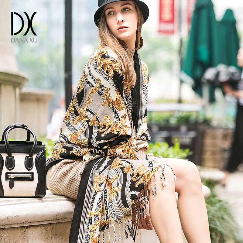 Comprar DANA XU las mujeres bufanda de moda para invierno Plaid cálido grueso poncho de cachemir Jersey pashmina bufandas y estolas de abrigo