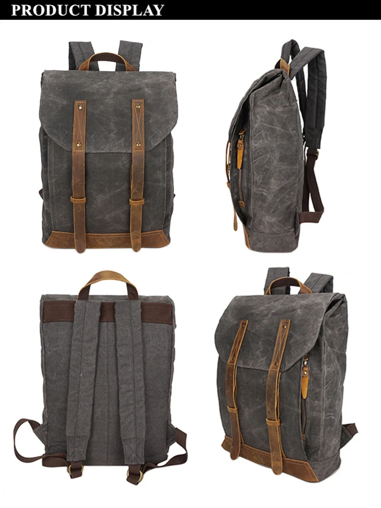 Burminsa мужской рюкзак из вощеной кожи, винтажный 17 дюймовый рюкзак для ноутбука, водонепроницаемый мужской рюкзак для путешествий, школьные сумки для подростков