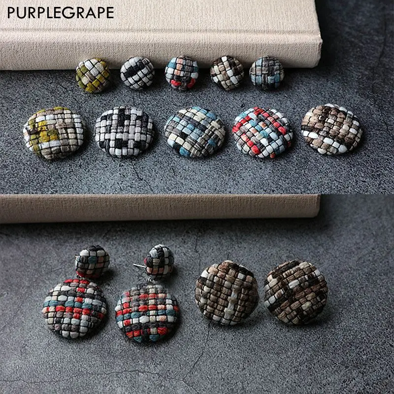 

16pcs Flat bottom button DIY earrings jewelry hair accessories material pendant clothing autumn and winter woven lattice round