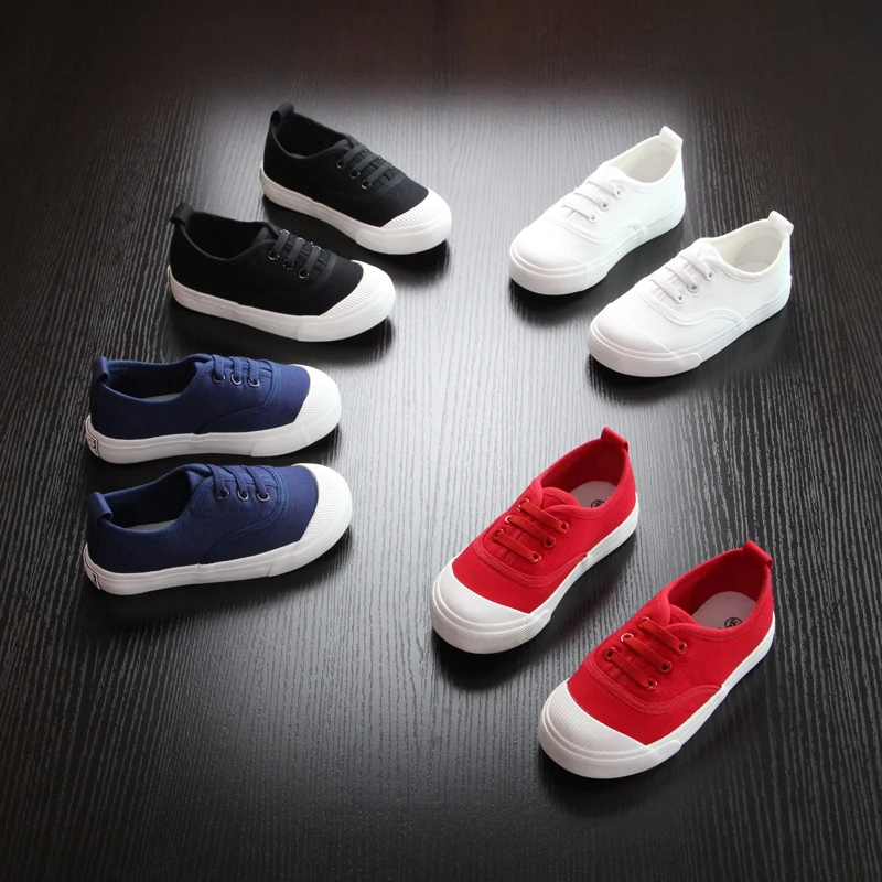 

Children canvas shoes boys black and white shoes spring autumn girls casual shoes soft shoes rubber bottom size 18-32