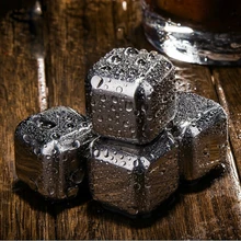 Из нержавеющей стали, многоразовый вино кубики льда, набор из 4/6 с пластиковой коробкой для хранения щипцы, кубики для охлаждения виски и просеивания камней