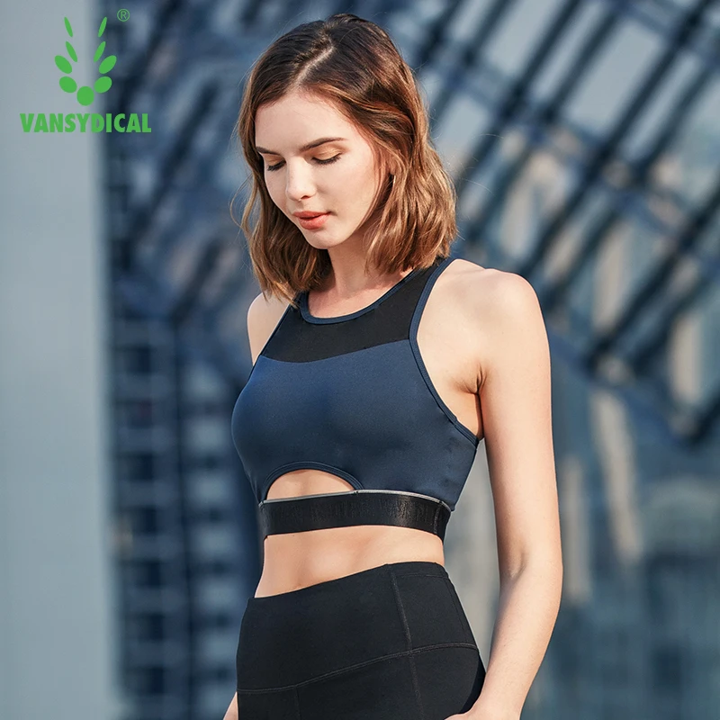 Женские спортивные топы Vansydical сексуальные сетчатые бюстгальтеры для йоги