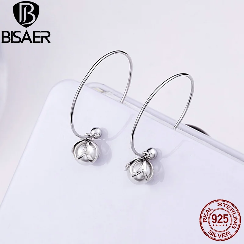 

Genuine 925 Sterling Silver Sweet Bud Flower Circle Korean Earrings Love Drop Earrings for Women Sterling Silver Jewelry Gift