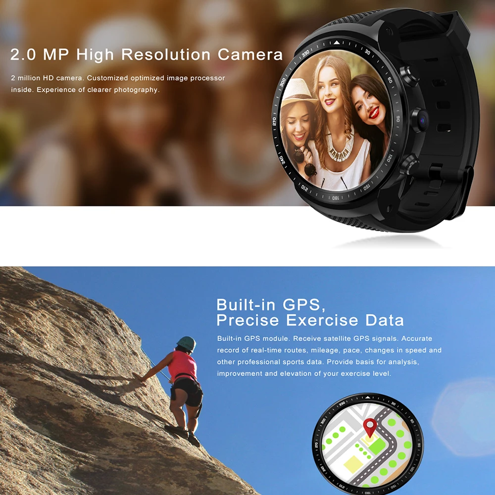  New Zeblaze Thor PRO 3G GPS Smartwatch 1.53inch 1GB+16GB Android 5.1 MTK6580 1.0GHz Sim Weather Fin - 33009677686