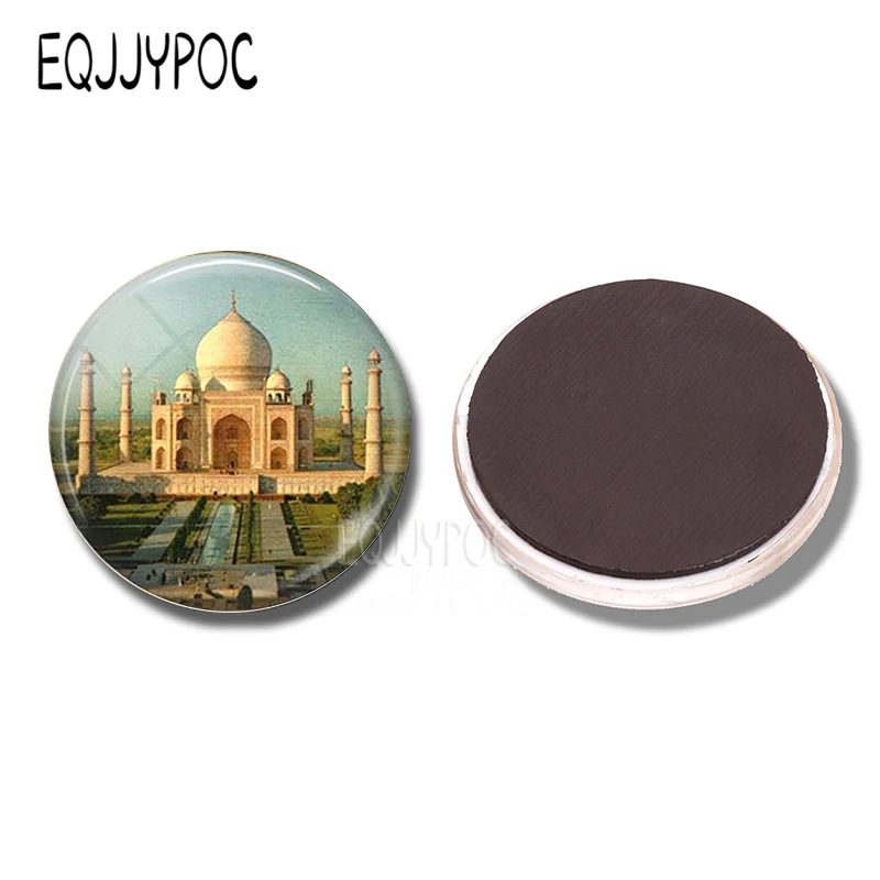 Refrigerator Magnets Taj Mahal India Landmark Flag Map Yoga Ganesha Glass Fridge Souvenir Magnetic Sticker 2Pcs magnetic fridge magnets magnetic sticker magnetic fridge stickers refrigerator decor