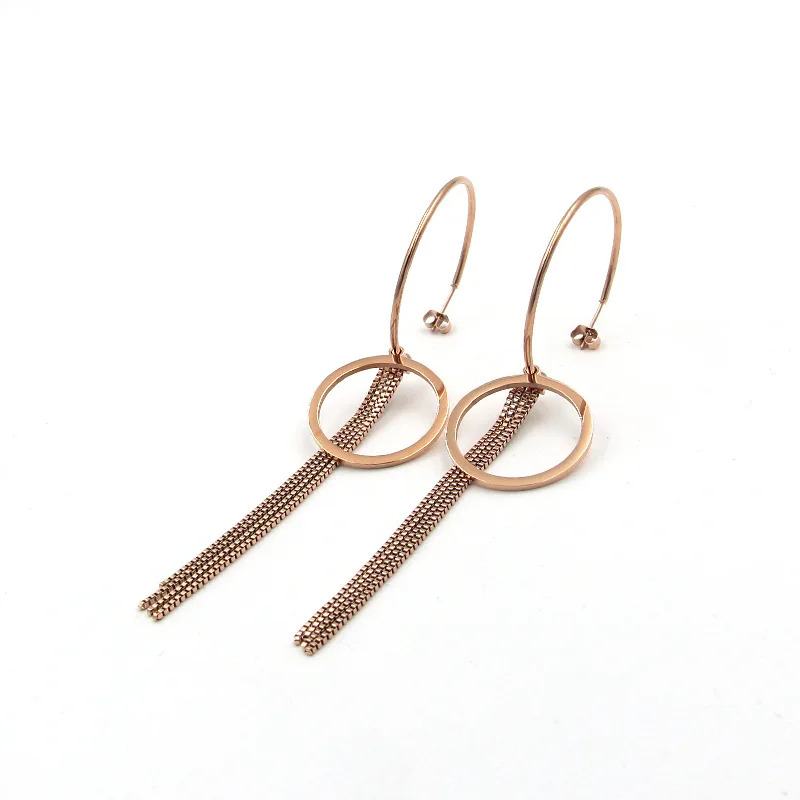 

2018 fashion earrings round stainless steel Jewelry Female fashion Jewelry fashion earring Dangle Drop Earring For Women