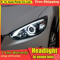 Стайлинга автомобилей фары для Mazda CX-5 2013-2015 светодиодный фара для CX-5Head светильник светодиодный дневного света светодиодный DRL би-ксеноновые