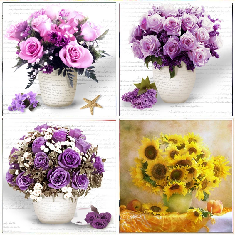 

5D Diamond Painting Bottle Flower Full Diamond Embroidery Set Mosaic Cross Stitch picture Rhinestone Home Decoration Handmade