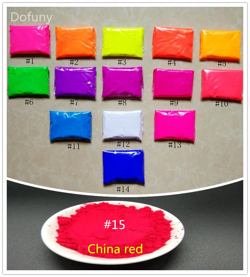 

Dofuny 150g Mixed 15 colors, 10g per color, Fluorescent Powder Pigment for DIY Paint Soap Neon powder Nail Glitter Powder