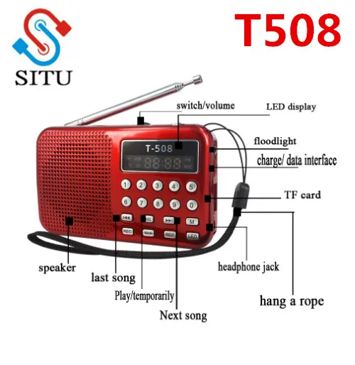

SITU LED Stereo FM Radio Speaker USB Port TF Card MP3 Music Player with 3 Color 50mm Internal Magnetic Radio Wholesale