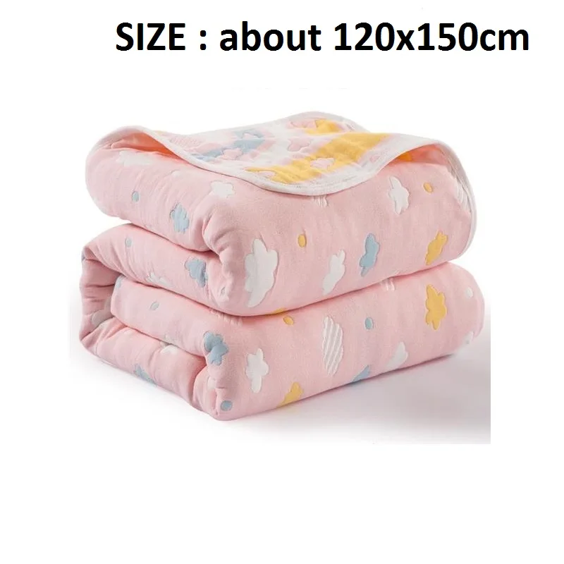 Многофункциональное детское одеяло, шестислойное Хлопковое одеяло, Пеленальное Одеяло для новорожденных, дышащее влажное одеяло для сна, диванное одеяло для отдыха покрывало для сна - Цвет: pink cloud120x150cm