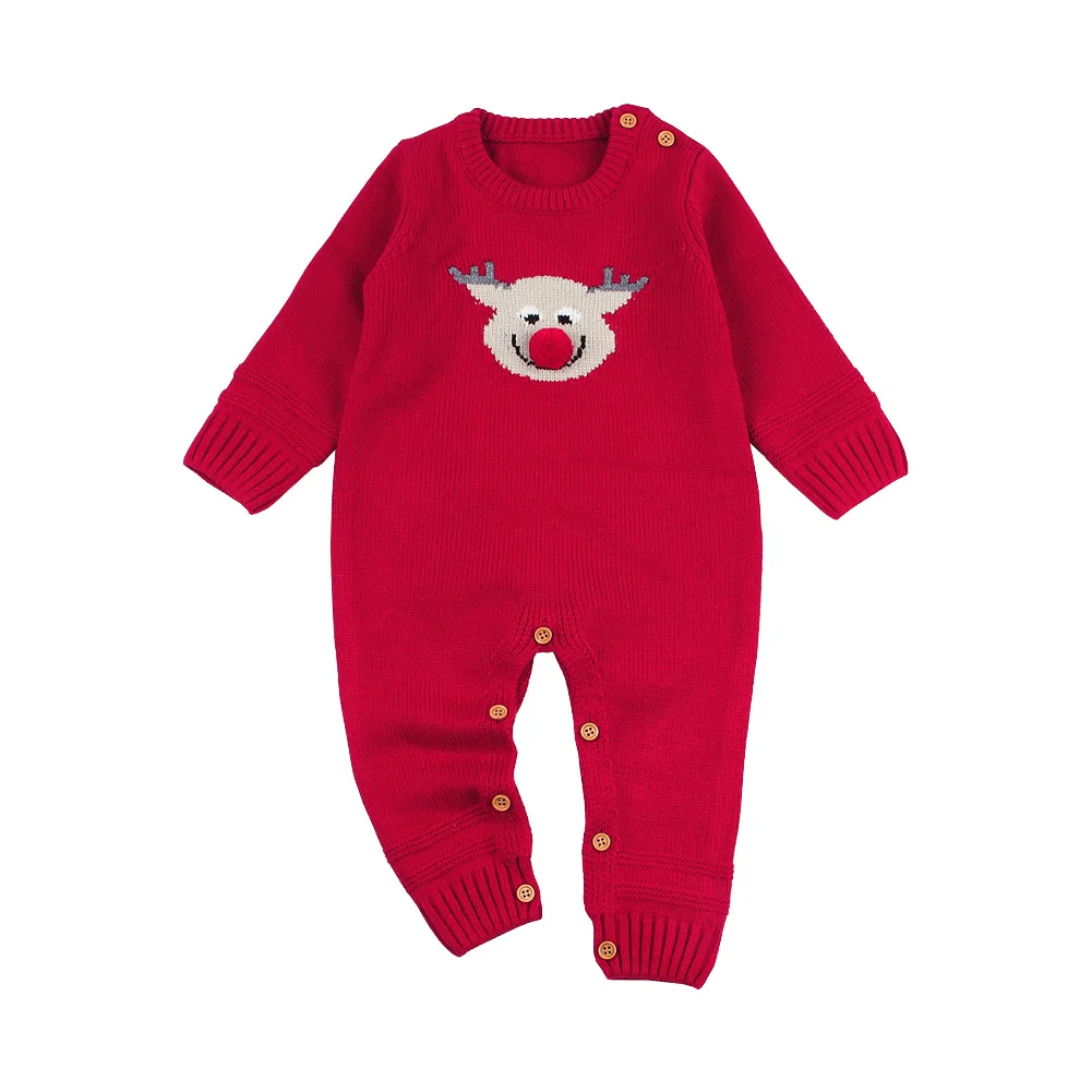 Newborn Christmas Clothing Long Sleeve Baby Girl Romper Sweater Baby