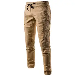 Для Мужчин's Штаны 2019 Мода Для мужчин чистый цветная повязка Повседневное свободные пот Штаны брюки с полосой сбоку