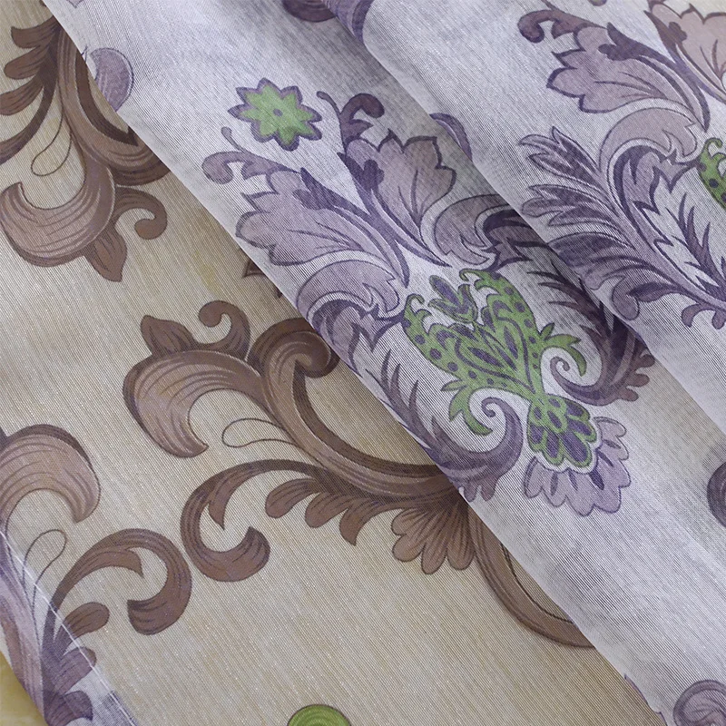 1 шт., занавески для спальни, новые занавески полного оттенка для гостиной, набивная ткань, европейский стиль, занавески, тюль, фиолетовый, розовый цвет