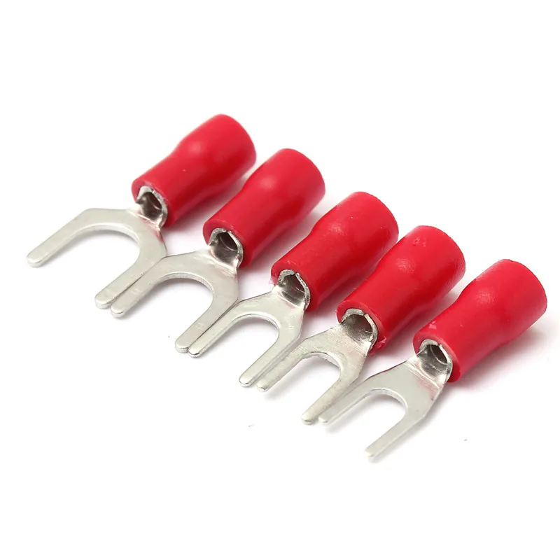 Красные Изолированные вилки провода разъем электрические обжимные клеммы 22-16AWG 6,4 м 5,3 мм 4,3 мм 3,7 мм 3,2 мм 50 шт