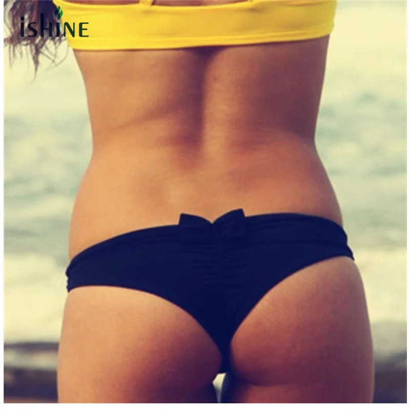 

2018 Bikini Bottoms Women Sexy Bows Swim Panties Beach Underwear Brazilian Bikini Thongs Ruched Swimming Briefs