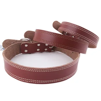 

20Pcs/Lot Pet Supplies Wanda High-grade Pet Genuine Leather Collars True Leather Double Wire Dog Collars