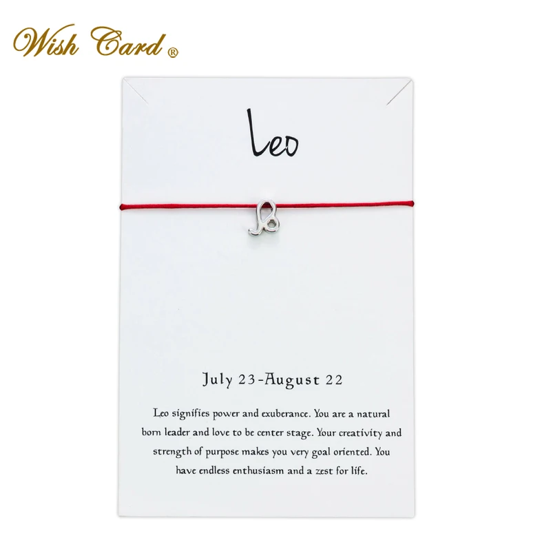 

Wish Card Leo Guard Constellation Lucky Bracelet for Women Adjustable Red String Rope Bracelets Family Friendship Gift CN128
