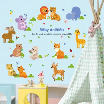 

75 x 140 cm jungle theme woodland Wall Stickers Children Room Home Decor animals Vinyl Kids Room Decal Baby Room Decor