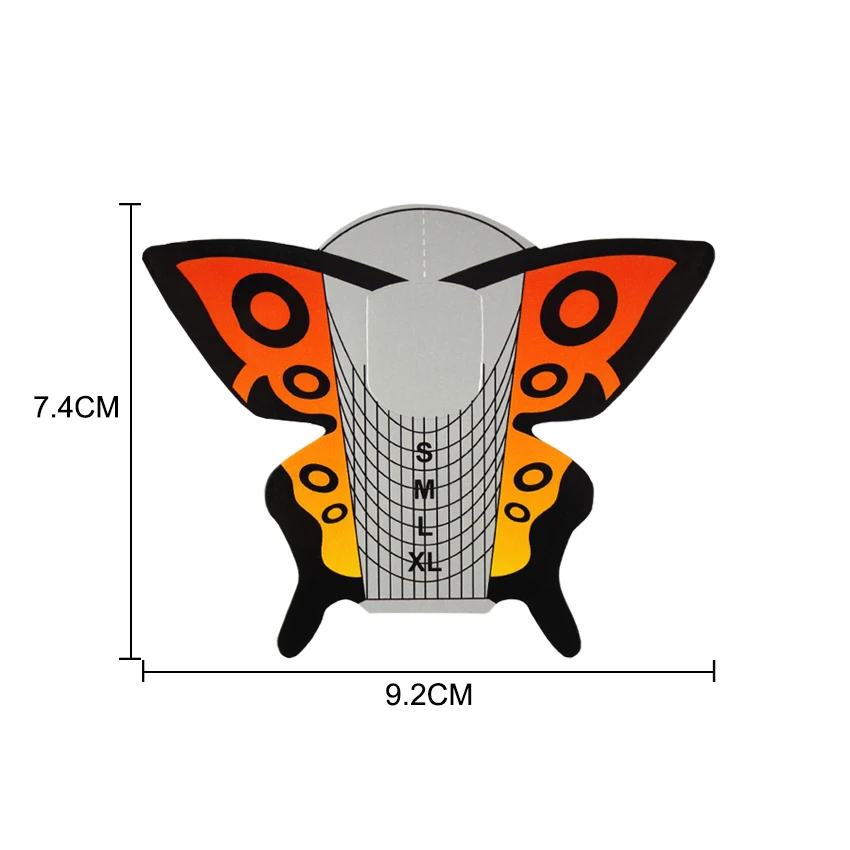 Tignish 100 шт./лот бабочка Форма гвоздь для обучения нанесению акрила УФ-гель наконечник наращивание ногтей руководство французский Self-клеящиеся формы наклейки