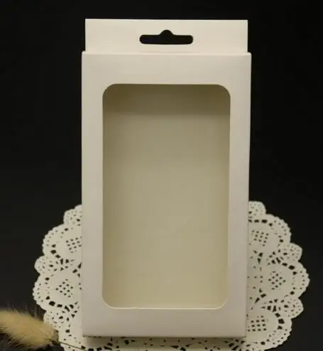 Чехол для Телефона Упаковочная коробка с прозрачным окном, крафт-чехол для телефона коробки - Цвет: White