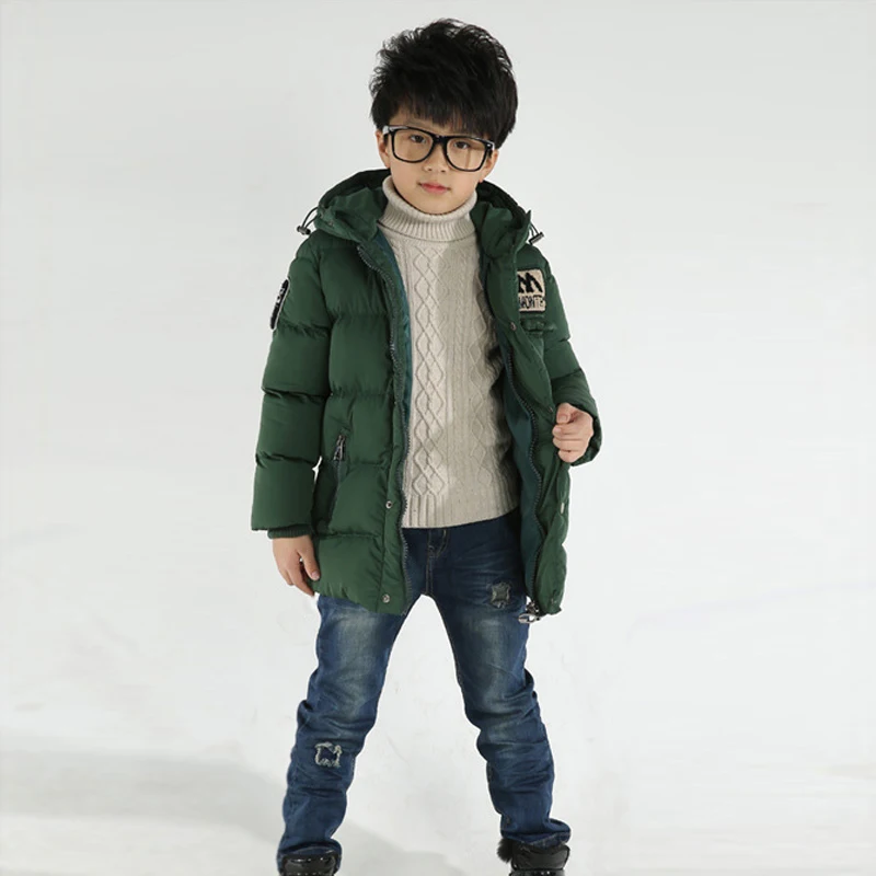 

2017 winter children boys down jacket coat fashion hooded thick solid warm coat kids winter clothing outwear for 4-12T 3 colors