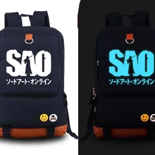 Sword Art Online Kirito рюкзак с принтом «Аниме Косплей» SAO Asuna модная парусиновая Студенческая светящаяся школьная сумка дорожные сумки в стиле унисекс