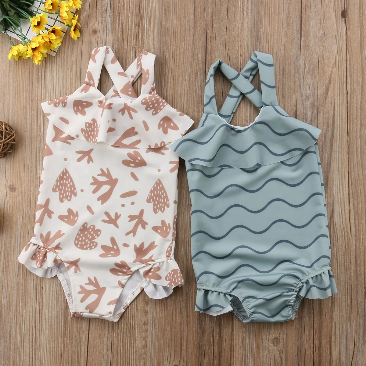 

2018 Toddler Kids Girls Ruffles Strap Tankini Bikini Striped Swimwear Swimsuit Bathing Cute Summer Bodysuit Suit