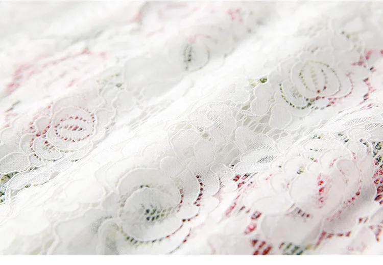 Ruffle Cuff Flower Embroidery White Lace Shirt Blouse Women (6)
