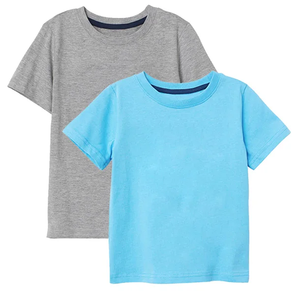 Новинка года, футболка для мальчиков повседневная футболка детские летние однотонные топы из хлопка для девочек, одежда для малышей белые футболки для мальчиков - Цвет: Gray and Sky Blue
