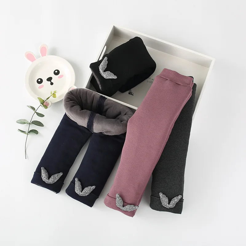 

New Baby Girls Winter Cotton Cashmere Pants Angel's Wings Pants Thick Velcet Girls Leggings Toddler Baby Warm Leggings Clothes