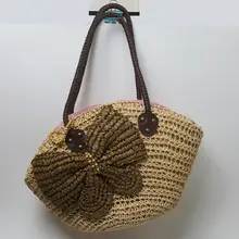 40x24 см Прямая с фабрики Плетеная соломенная сумка тканые бант с кристаллами в форме сердца сумка A2295