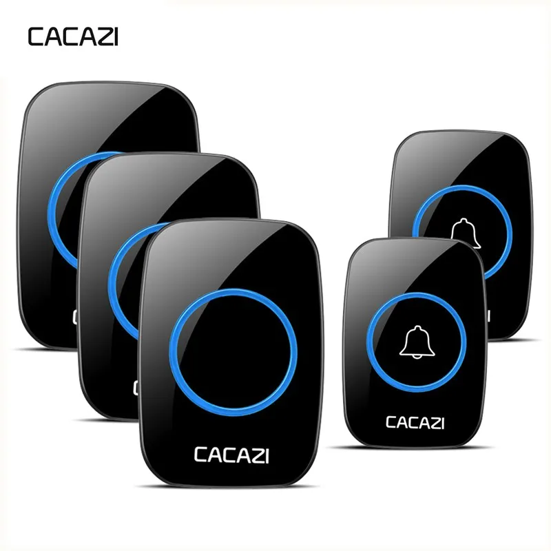 

CACAZI Wireless Doorbell Waterproof 2 Battery Button 3 Receiver 300M Remoto EU Plug Home Cordless Bell 60 Chimes 5 Volume