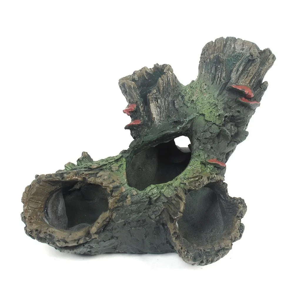 2.4" Height Black Green Resin Aquarium Fish Tank Artificial Rotten